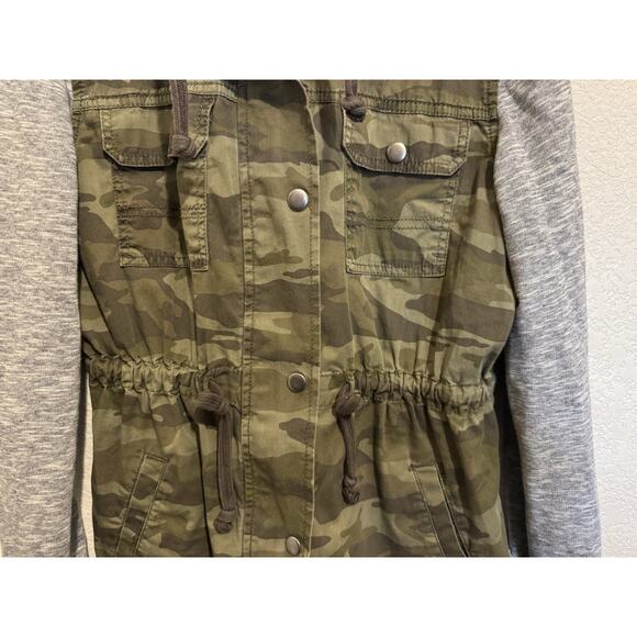 Mudd Y2K 90,s Grunge Utility Camo Military Hooded Full Zip Snap Fatigue Jacket M - Picture 7 of 7